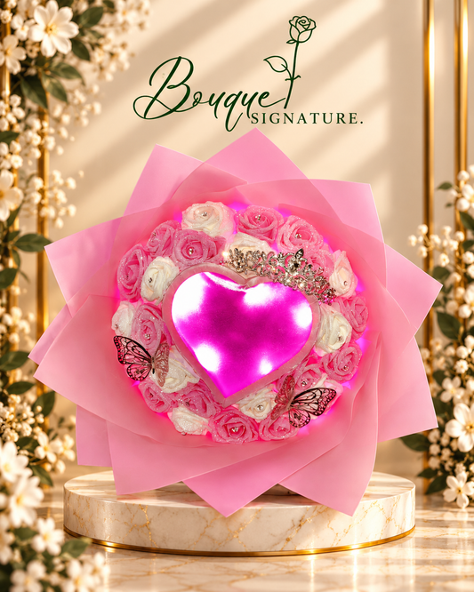 Bouquet Signature de 25 roses avec LED